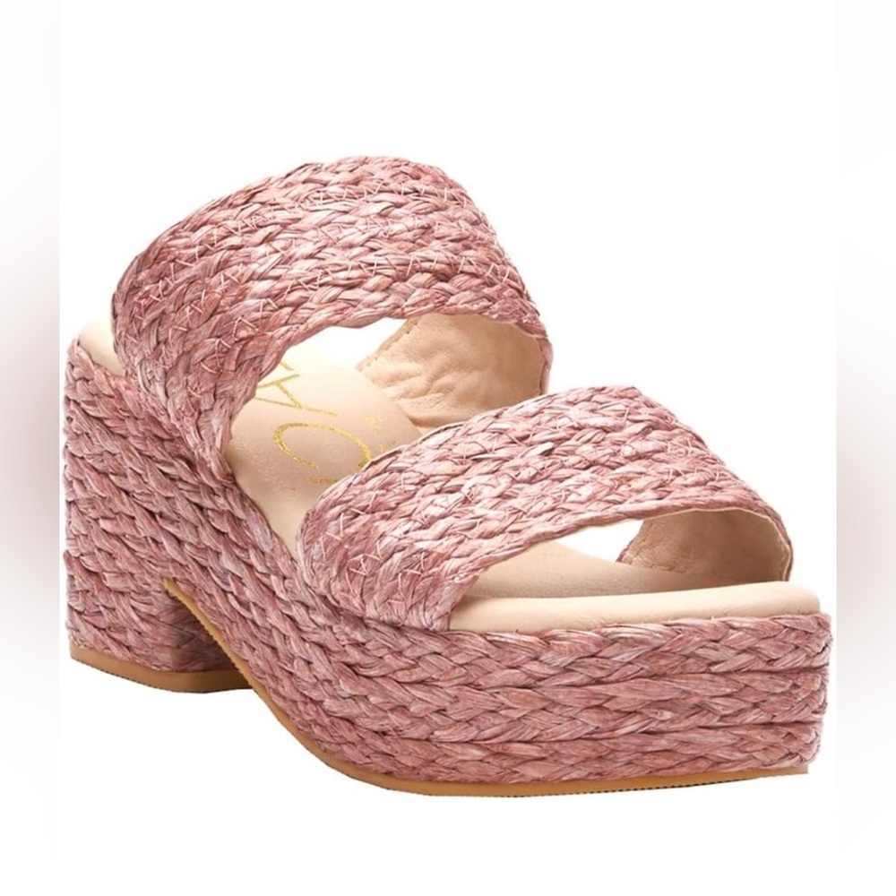 Matisse Ocean Avenue Pink Woven Platform Sandals - Size 8